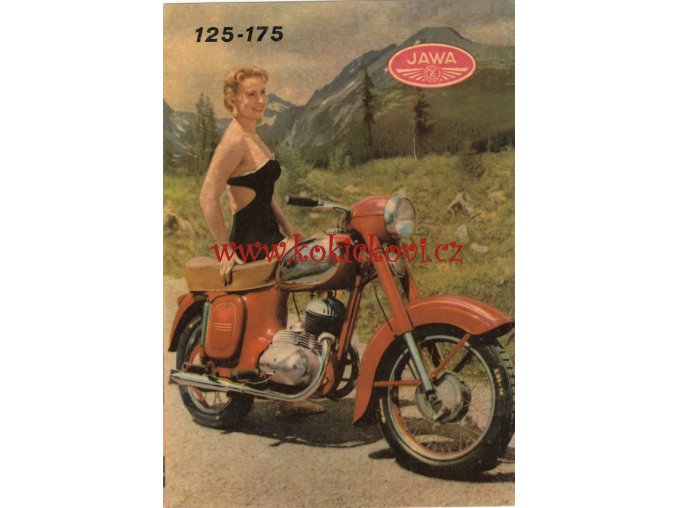 MOTOCYKL JAWA 125 A 175 SEXY LETÁK S KRÁSNOU DÍVKOU