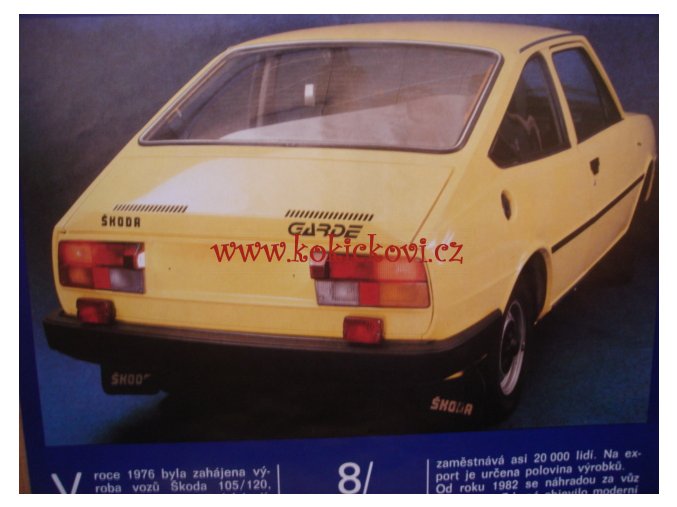 REKLAMNÍ PLAKÁT ŠKODA GARDE A ŠKODA 105L ROZMĚR 96*34 CM 198?