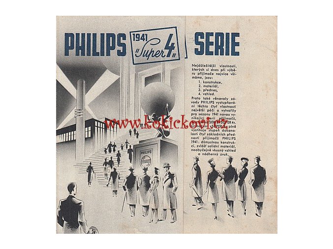 ROZKLÁDACÍ REKLAMNÍ PROSPEKT RADIO PHILIPS 1941 SUPER 4 SÉRIE