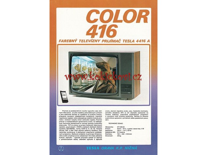 TELEVIZNÍ PŘIJÍMAČ TESLA COLOR 416 - REKLAMNÍ PROSPEKT A4 - TEXT 4 JAZYČNÝ