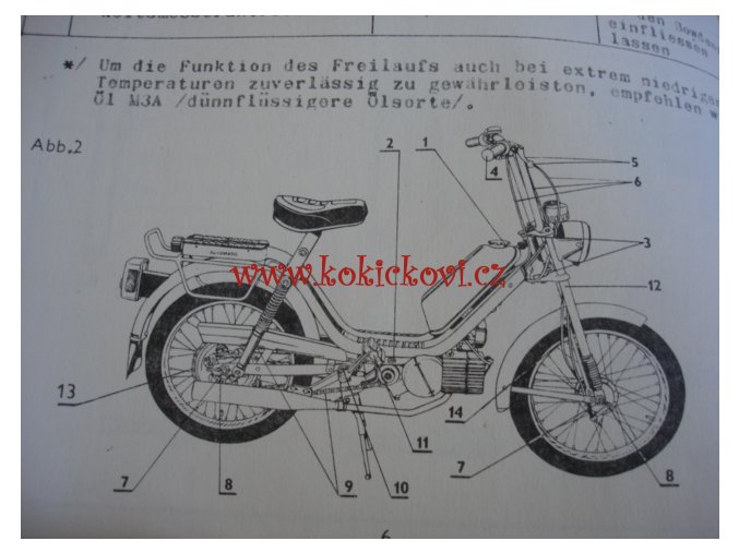 WERKSTATTENHANDBUCH MOPED JAWA TYP 210 - DÍLENSKÁ PŘÍRUČKA NĚMECKY A4 POVAŽSKÉ STROJÁRNE 198?
