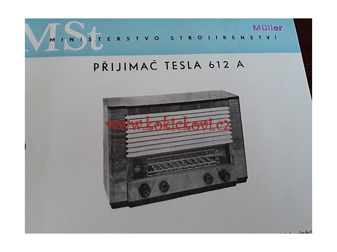 RADIOPŘIJÍMAČ TESLA 612 A - REKLAMNÍ LETÁK A5 MINISTERSTVO STROJÍRENSTVÍ 196?