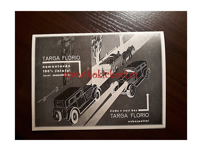 TARGA FLORIO - REKLAMNÍ LETÁK NA ITALSKÉ REFLEKTORY A6 - 4 STRANY