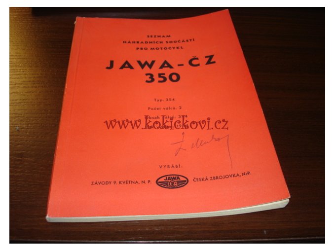 JAWA-ČZ 350 typ 354 - 1954 - seznam náhradních součástí