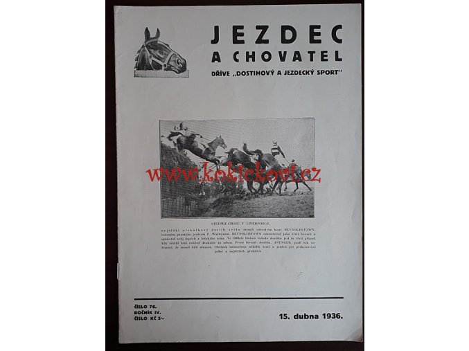 JEZDEC A CHOVATEL ČÍSLO 76 - DUBEN 1936 - A4 VÝBORNÝ STAV