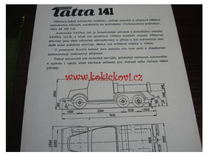 TATRA 141 - TECHNICKÝ LIST - LETÁK - 2 STR. A5