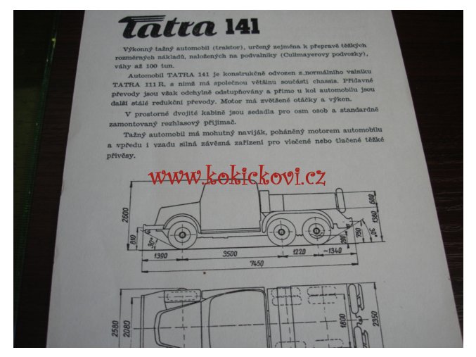 TATRA 141 - TECHNICKÝ LIST - LETÁK - 2 STR. A5