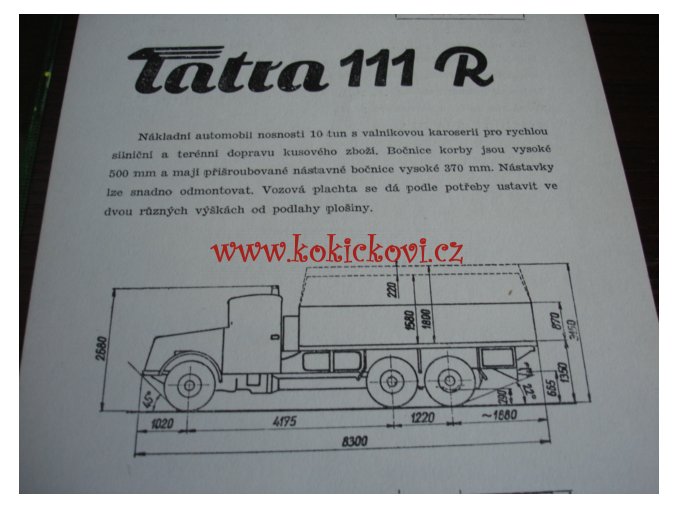 TATRA 111 R - TECHNICKÝ LIST - LETÁK - 2 STR. A5