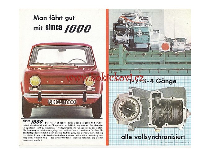 SIMCA 1000 - REKLAMNÍ LETÁK A4  -1 LIST - TEXTY NĚMECKY