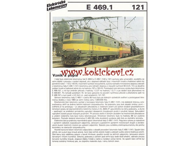 ELEKTRICKÁ LOKOMOTIVA - E 469.1 - REKLAMNÍ PROSPEKT - A4 - 2 STRANY