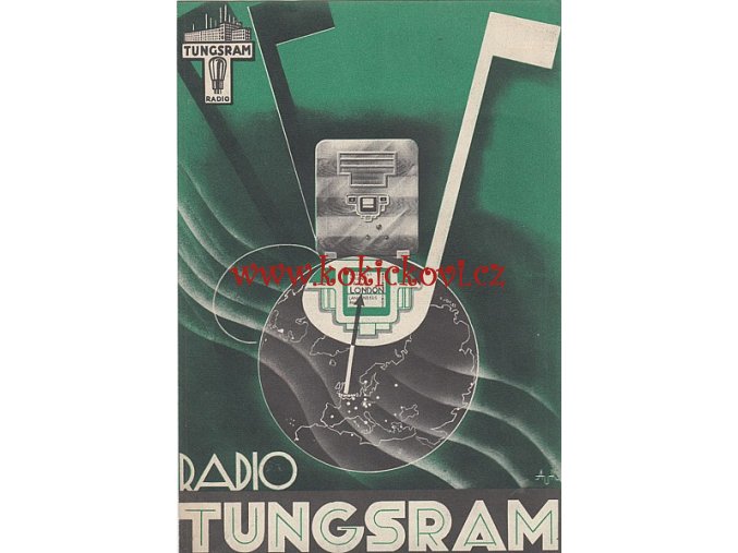 RADIO TUNGSRAM SUPERHET 66 - REKLAMNÍ PROSPEKT - Ateliér uměleckých reklam - architekt Petr Flenyko