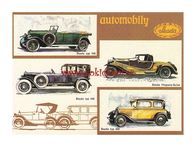 AUTOMOBILY ŠKODA HISPANO SUIZA - 445 - 422 -REKLAMNÍ POHLED MALÍŘ VLADIMÍR BIDLO