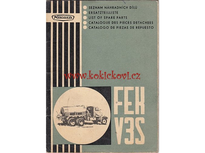 KAROSA FEK V3S SEZNAM NÁHRADNÍCH DÍLŮ - MOTOKOV- 1965