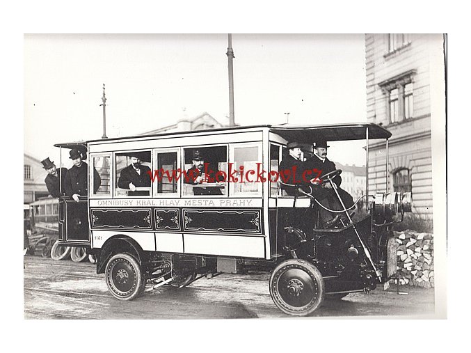 MĚSTSKÝ OMNIBUS FIAT 1908 KR. MĚSTA PRAHY - REKLAMNÍ FOTOGRAFIE ROZMĚRY A STÁŘÍ VIZ POPISEK