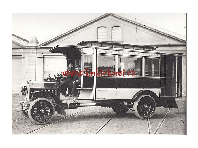 MĚSTSKÝ OMNIBUS LAURIN KLEMENT 1908 KR. MĚSTA PRAHY - REKLAMNÍ FOTOGRAFIE ROZMĚRY A STÁŘÍ VIZ POPISEK