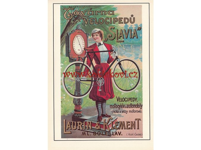 TOVÁRNA VELOCIPEDŮ SLAVIA 1895 - REKLAMNÍ MOTIV ZE SBÍREK UMPRUM ROZMĚRY 14,5*20,5 CM