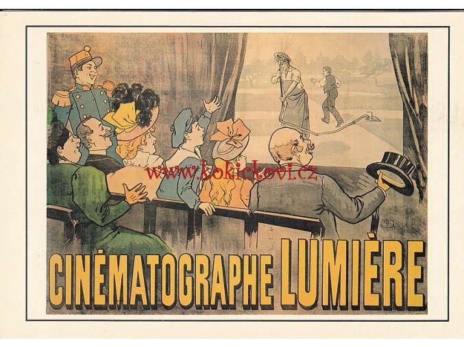 M. AUZOLLE: CINÉMATOGRAPHE LUMIÉRE 1896 - REKLAMNÍ MOTIV - ZE SBÍREK NTM PRAHA ROZMĚRY 14,5*20,5 CM