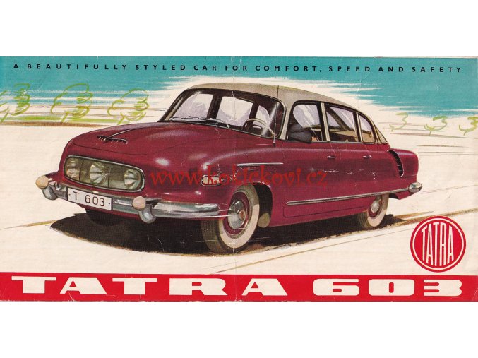 Tatra 603 - prospekt - 1959 - TEXTY ANGLICKY - ORIGINÁL - FRANTIŠEK KARDAUS