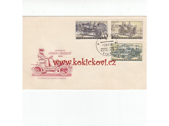 2 X FDC - ŠKODA 440 SPARTAK TATRA 603 - 1959, LAURIN & KLEMENT 1906 ČESKOSLOVENSKÁ POŠTA