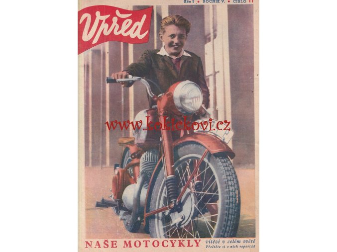JAWA 250 TITULNÍ OBÁLKA ČASOPIS VPŘED 1949 - FORMÁT A4