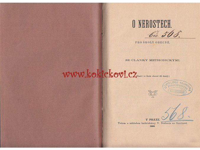 O NEROSTECH PRO ŠKOLY OBECNÉ - MINEAROLOGIE - PRAHA 1888