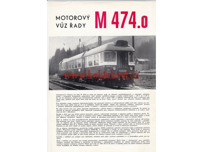 MOTOROVÝ VŮZ ŘADY M 474.0 - VAGÓNKA STUDÉNKA N.P. TATRA  A4 - 4 STRANY - PROSPEKT