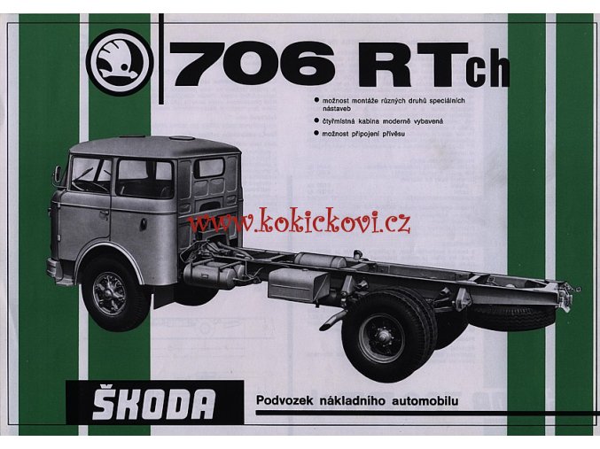 ŠKODA 706 RT ch podvozek nákladního automobilu - reklamní leták - 1 list A4 - texty česky