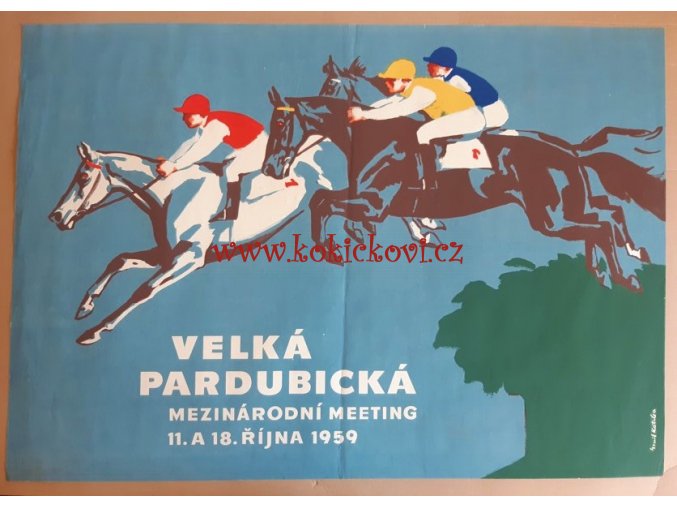 Velká pardubická 1959 mezinárodní meeting - Emil Kotrba - 1959 - reklamní plakát A1