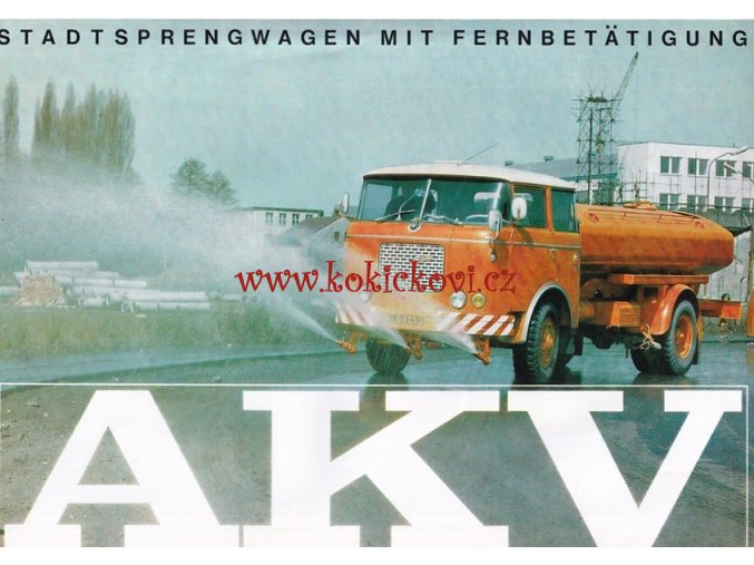 Škoda 706 RTH AKV - kropící automobil STADTSPRENGWAGEN MIT FERNBETATIGUNG - prospekt - TEXTY NĚMECKY - 1974