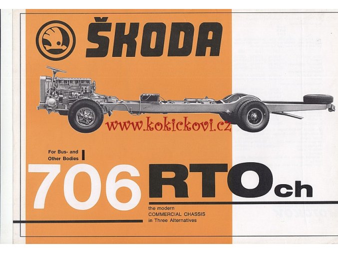 ŠKODA 706 RTO ch podvozek nákladního automobilu - reklamní leták - 1 list A4 - texty anglicky
