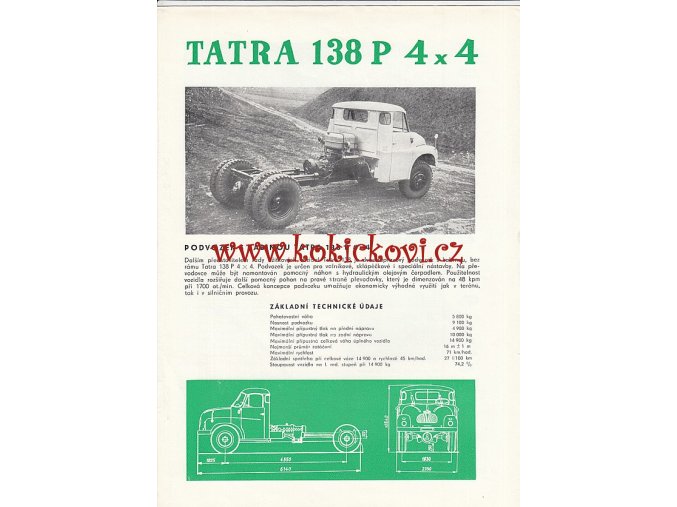 Tatra 138 P 4 x 4 - podvozek s kabinou - PROSPEKT A4 - 1964 - 4 STR. A4