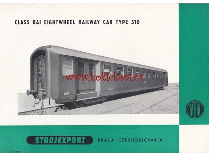 Osobní vůz Bai „Baika“, „Osmidveřák“ TYP 510 - REKLAMNÍ PROSPEKT A4 - STROJEXPORT PRAHA1956