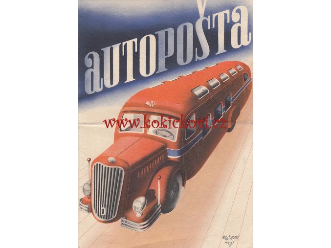 AUTOPOŠTA 1937 - REKLAMNÍ PROSPEKT ARCHITEKT JONÁŠ - 4 STRANY A5