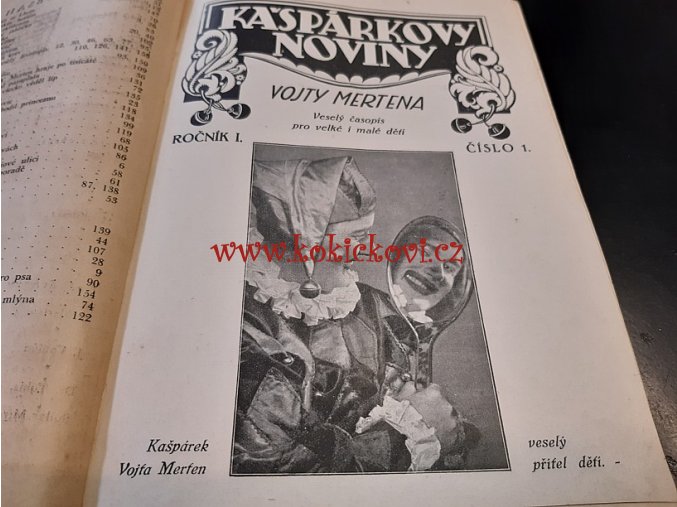 Kašpárkovy noviny 1. ročník  – 10 čísel včetně obálek Frant. Homolka - 1932 - 160 str. Frant. Homolka, J. Hokr, 1932, pěkný čistý stav.