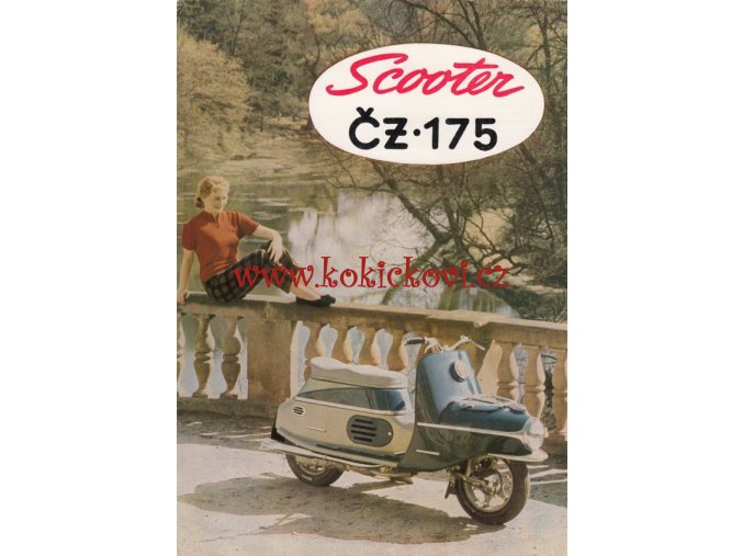 SKÚTR ČZ 175 - ORIGINÁLNÍ BAREVNÝ PROSPEKT - ANGLICKY - A5 -1957 - MOTOKOV
