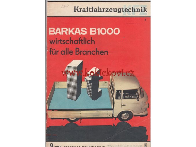 Kraftfahrzeugtechnik KFT 09/1965 Barkas B1000 Wartburg 312 Trabant DDR