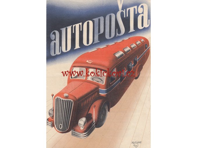 AUTOPOŠTA 1937 - REKLAMNÍ PROSPEKT ARCHITEKT JONÁŠ - 4 STRANY A5