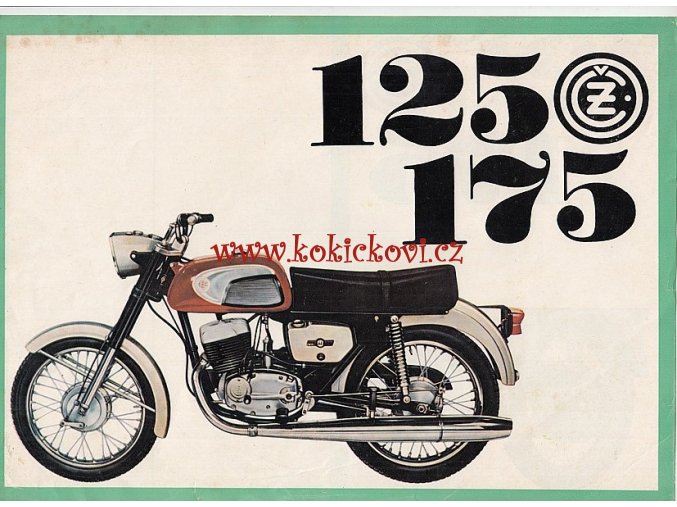 PROSPEKT ČZ 125 A 175 - A4 - 2 STRANY - 1975 - POMAČKÁNO, DROBNÉ TRHLINKY