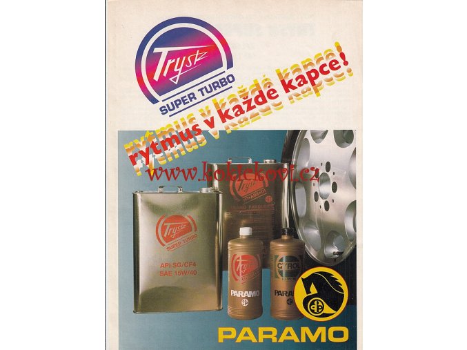 PROSPEKT MOTOROVÝ OLEJ TRYSK SUPER TURBO BENZINA PARAMO - REKLAMNÍ PROSPEKT A4 - 1 LIST - 2 STRANY