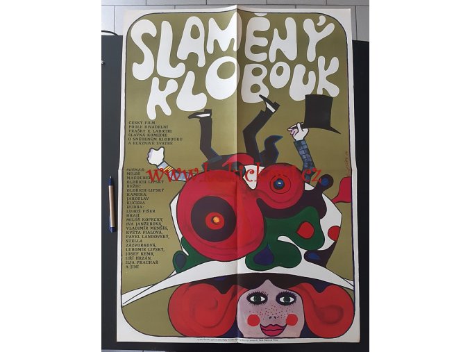 FILMOVÝ PLAKÁT A1 - SLAMĚNÝ KLOBOUK -  JAROSLAV FIŠER - 1971 - A1 - OBŘÍ ROZMĚR - 84*60 CM - MACOUREK LIPSKÝ