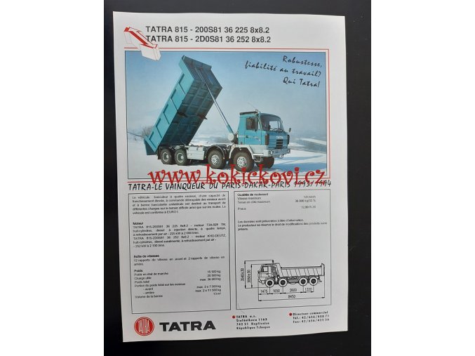 Tatra 815 - čtyřnápravový sklápěč - prospekt- A4 - 1 list - FJ (2 strany)