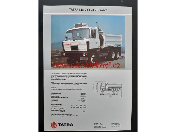 Tatra 815 -2 S3 28 210 6*6.2- prospekt- A4 - 1 list - NJ (2 strany)