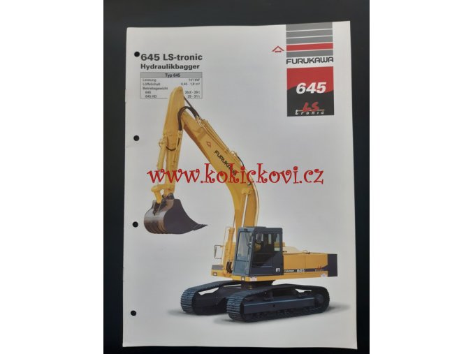 HYDRAULICKÝ BAGR Furukawa 645 LS Tronic - prospekt -  A4 - 8 stran