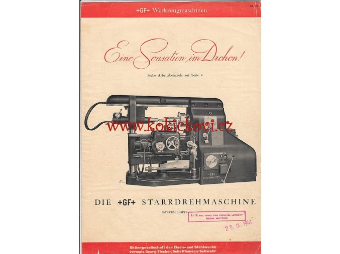 HVĚZDICOVÝ SOUSTRUH / star drehmaschine - REKLAMNÍ PROSPEKT A4 - 4 STRANY - VYDÁNO ZA VÁLKY - 1941