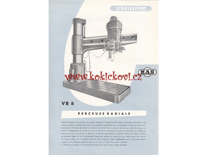 Vrtačka otočná VR 8 - REKLAMNÍ PROSPEKT A4 - 1 STRANA, 2 STRANY - ROK 1959 - ŠPANĚLSKY - STROJEXPORT