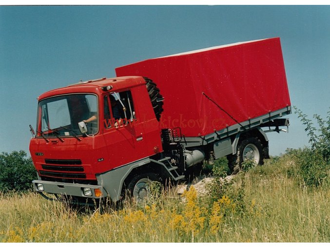 Roudnické strojírny a slévárny a.s. ROSS - podniková reklamní fotografie - 18*12 cm - typ vozidla viz fotografie - cca 1993 - VALNÍK S PLACHTOU