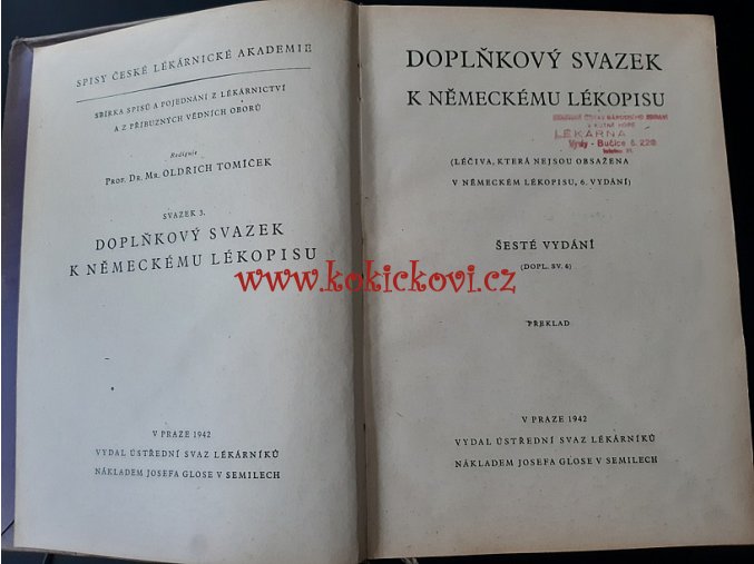 Doplňkový svazek k Německému lékopisu, léčiva, která nejsou obsažena v Německém lékopisu. Dopl. sv. 6