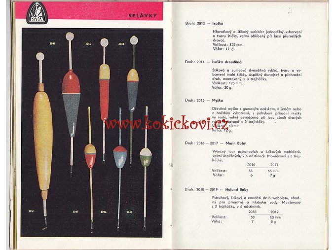 KATALOG RYBÁŘSKÉHO NÁČINÍ - 1960 - RYNA - PRUTY - MUŠKY - HÁČKY - OLŮVKA - SPLÁVKY - UDICE - TŘPYTKY