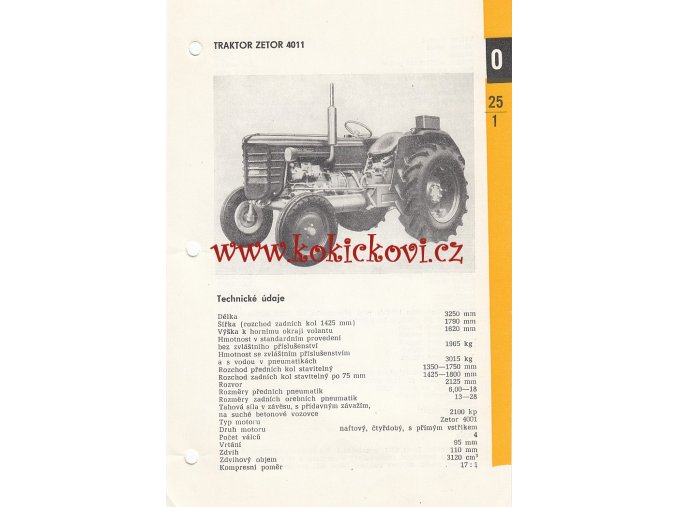 TRAKTOR ZETOR 4011 - KATALOGOVÝ LIST - 2 LISTY  - 4 STRANY A5 - 1967