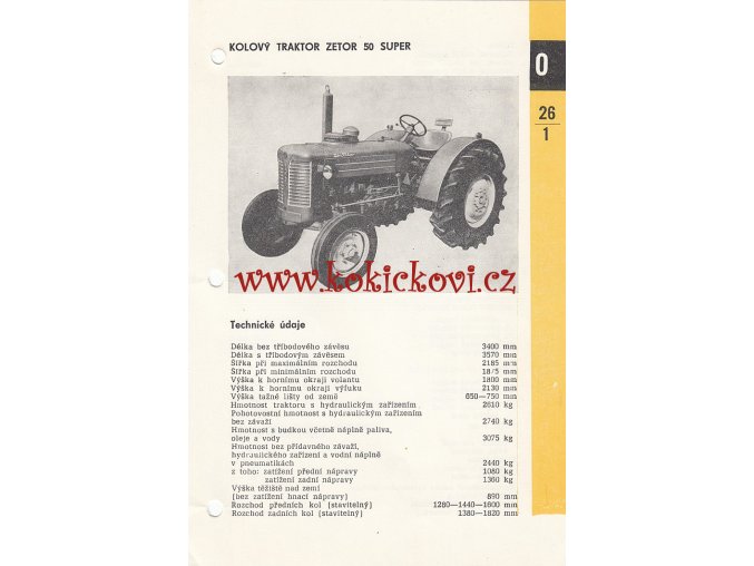 TRAKTOR ZETOR 50 - KATALOGOVÝ LIST - 2 LISTY  - 4 STRANY A5 - 1967